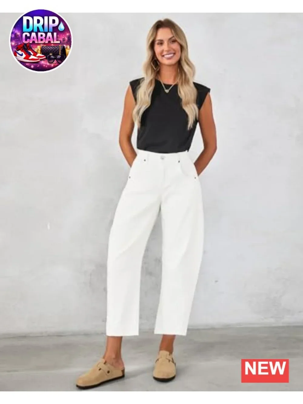 High Waist Barrel Jeans Women Cropped Wide Leg Relaxed Fit Stretchy Denim Pants